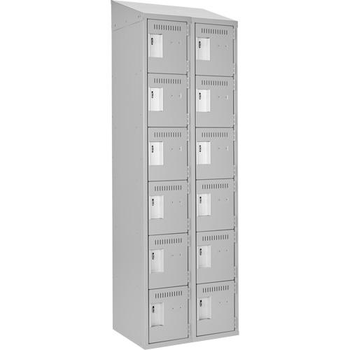Clean Line Lockerette , 6 -tier, Bank of 2, 24" x 18" x 78", Steel, Grey, Rivet (Assembled) Distribution Industrielle GC