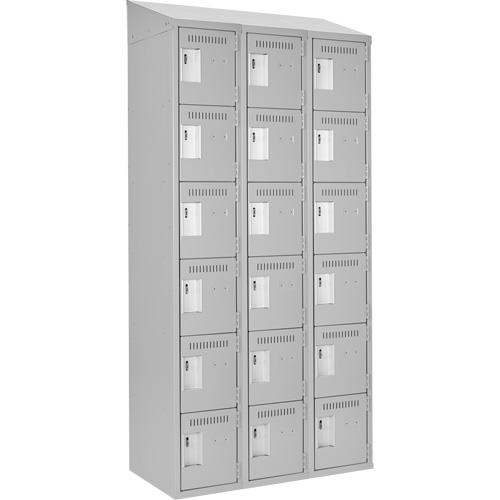 Petits casiers Clean Line, 6 niveaux, Bloc de 3, 36" x 18" x 78", Acier, Gris, Rivet (assembl&eacute;) Distribution Industrielle GC