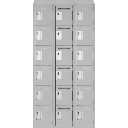 Petits casiers Clean Line, 6 niveaux, Bloc de 3, 36" x 18" x 78", Acier, Gris, Rivet (assembl&eacute;) Distribution Industrielle GC