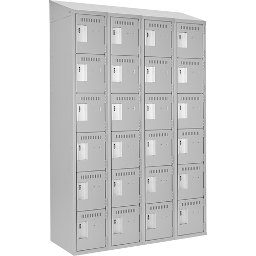 Clean Line Lockerette , 6 -tier, Bank of 4, 48" x 18" x 78", Steel, Grey, Rivet (Assembled) Distribution Industrielle GC