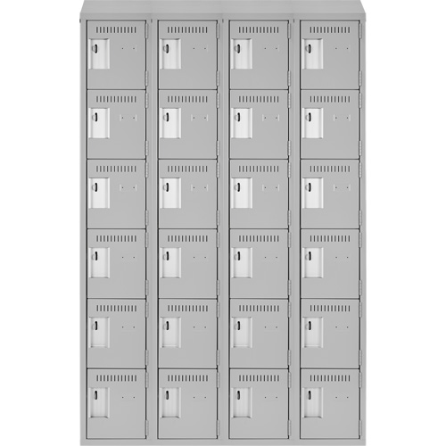 Clean Line Lockerette , 6 -tier, Bank of 4, 48" x 18" x 78", Steel, Grey, Rivet (Assembled) Distribution Industrielle GC