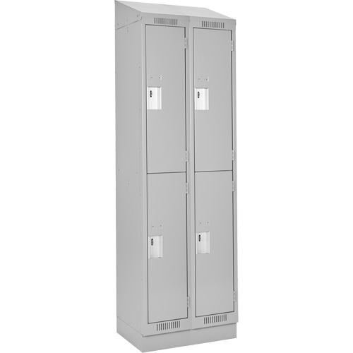 Clean Line Lockers, 2 -tier, Bank of 2, 24" x 18" x 82", Steel, Grey, Rivet (Assembled) Distribution Industrielle GC