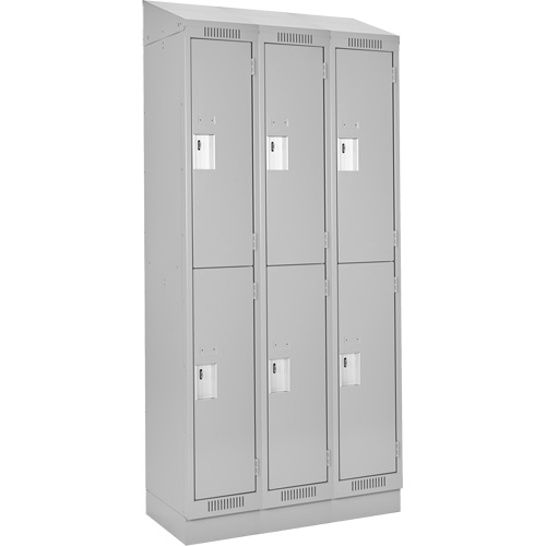 Clean Line Lockers, 2 -tier, Bank of 3, 36" x 18" x 82", Steel, Grey, Rivet (Assembled) Distribution Industrielle GC