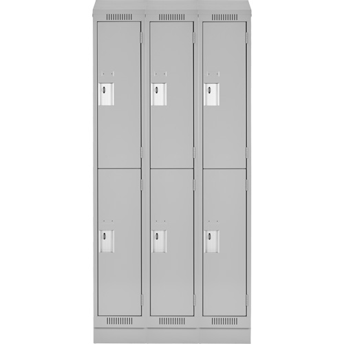 Clean Line Lockers, 2 -tier, Bank of 3, 36" x 18" x 82", Steel, Grey, Rivet (Assembled) Distribution Industrielle GC