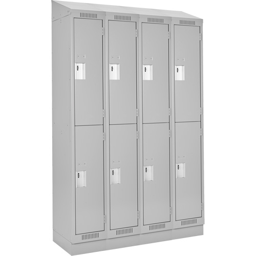 Clean Line Lockers, 2 -tier, Bank of 4, 48" x 18" x 82", Steel, Grey, Rivet (Assembled) Distribution Industrielle GC