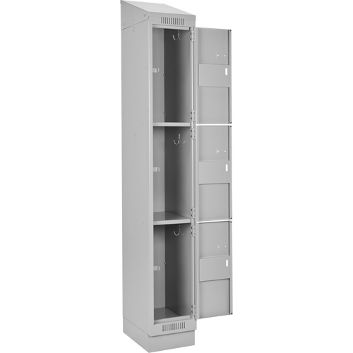 Casiers Clean Line, 3 niveaux, Bloc de 4, 48" x 18" x 82", Acier, Gris, Rivet (assembl&eacute;) Distribution Industrielle GC