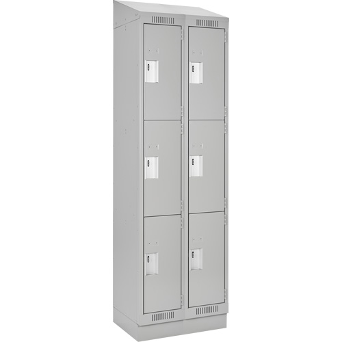 Clean Line Lockers, 3 -tier, Bank of 2, 24" x 18" x 82", Steel, Grey, Rivet (Assembled) Distribution Industrielle GC