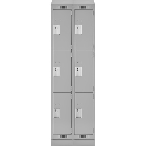 Clean Line Lockers, 3 -tier, Bank of 2, 24" x 18" x 82", Steel, Grey, Rivet (Assembled) Distribution Industrielle GC