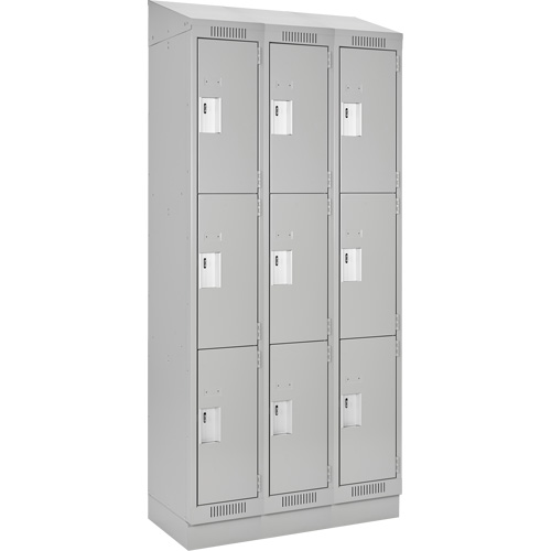 Casiers Clean Line, 3 niveaux, Bloc de 3, 36" x 18" x 82", Acier, Gris, Rivet (assembl&eacute;) Distribution Industrielle GC