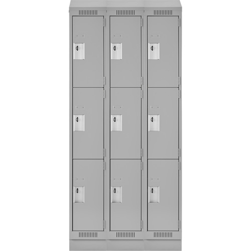 Casiers Clean Line, 3 niveaux, Bloc de 3, 36" x 18" x 82", Acier, Gris, Rivet (assembl&eacute;) Distribution Industrielle GC