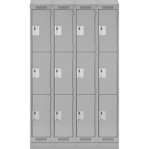 Casiers Clean Line, 3 niveaux, Bloc de 4, 48" x 18" x 82", Acier, Gris, Rivet (assembl&eacute;) Distribution Industrielle GC