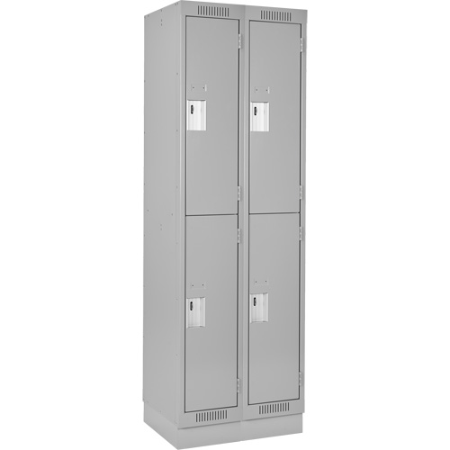 Casiers Clean Line, 2 niveaux, Bloc de 2, 24" x 18" x 76", Acier, Gris, Rivet (assembl&eacute;) Distribution Industrielle GC
