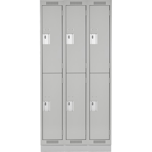 Casiers Clean Line, 2 niveaux, Bloc de 3, 36" x 18" x 76", Acier, Gris, Rivet (assembl&eacute;) Distribution Industrielle GC