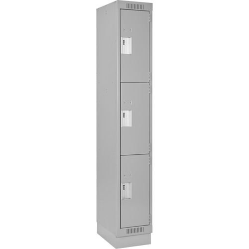 Clean Line Lockers, 3 -tier, 12" x 18" x 76", Steel, Grey, Rivet (Assembled) Distribution Industrielle GC