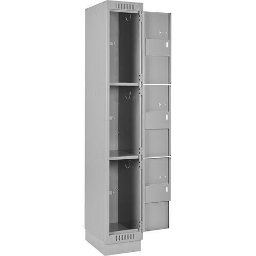 Casiers Clean Line, 3 niveaux, Bloc de 4, 48" x 18" x 76", Acier, Gris, Rivet (assembl&eacute;) Distribution Industrielle GC