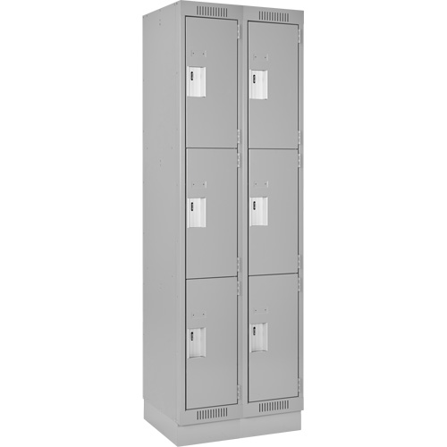 Casiers Clean Line, 3 niveaux, Bloc de 2, 24" x 18" x 76", Acier, Gris, Rivet (assembl&eacute;) Distribution Industrielle GC