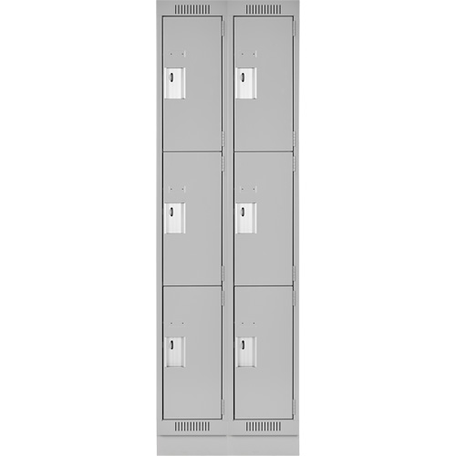 Casiers Clean Line, 3 niveaux, Bloc de 2, 24" x 18" x 76", Acier, Gris, Rivet (assembl&eacute;) Distribution Industrielle GC
