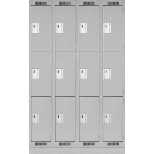 Casiers Clean Line, 3 niveaux, Bloc de 4, 48" x 18" x 76", Acier, Gris, Rivet (assembl&eacute;) Distribution Industrielle GC