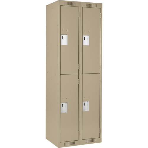 Clean Line Lockers, 2 -tier, Bank of 2, 24" x 18" x 72", Steel, Beige, Rivet (Assembled) Distribution Industrielle GC