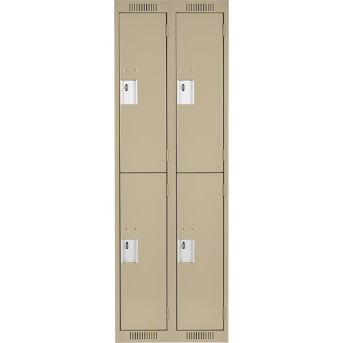 Clean Line Lockers, 2 -tier, Bank of 2, 24" x 18" x 72", Steel, Beige, Rivet (Assembled) Distribution Industrielle GC