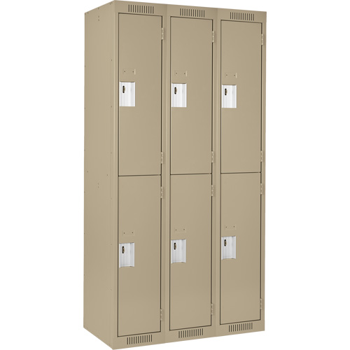 Clean Line Lockers, 2 -tier, Bank of 3, 36" x 18" x 72", Steel, Beige, Rivet (Assembled) Distribution Industrielle GC