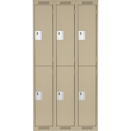 Clean Line Lockers, 2 -tier, Bank of 3, 36" x 18" x 72", Steel, Beige, Rivet (Assembled) Distribution Industrielle GC