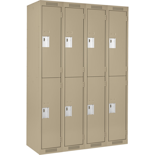 Clean Line Lockers, 2 -tier, Bank of 4, 48" x 18" x 72", Steel, Beige, Rivet (Assembled) Distribution Industrielle GC