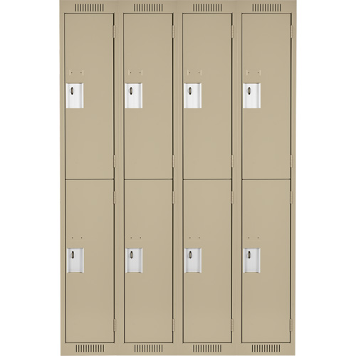 Clean Line Lockers, 2 -tier, Bank of 4, 48" x 18" x 72", Steel, Beige, Rivet (Assembled) Distribution Industrielle GC