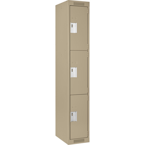 Clean Line Lockers, 3 -tier, 12" x 18" x 72", Steel, Beige, Rivet (Assembled) Distribution Industrielle GC