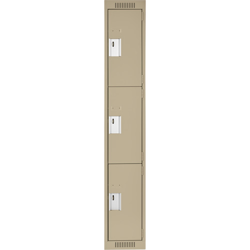 Clean Line Lockers, 3 -tier, 12" x 18" x 72", Steel, Beige, Rivet (Assembled) Distribution Industrielle GC