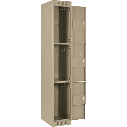 Clean Line Lockers, 3 -tier, Bank of 3, 36" x 18" x 72", Steel, Beige, Rivet (Assembled) Distribution Industrielle GC