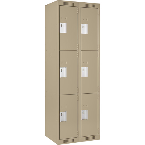 Casiers Clean Line, 3 niveaux, Bloc de 2, 24" x 18" x 72", Acier, Beige, Rivet (assembl&eacute;) Distribution Industrielle GC