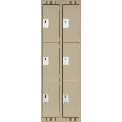 Casiers Clean Line, 3 niveaux, Bloc de 2, 24" x 18" x 72", Acier, Beige, Rivet (assembl&eacute;) Distribution Industrielle GC