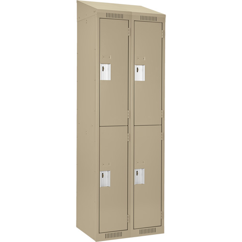 Casiers Clean Line, 2 niveaux, Bloc de 2, 24" x 18" x 78", Acier, Beige, Rivet (assembl&eacute;) Distribution Industrielle GC