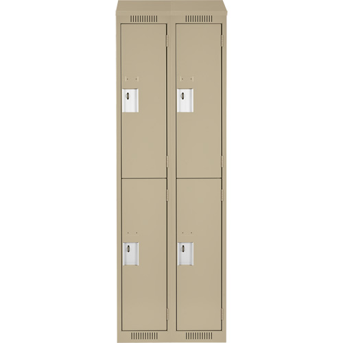 Casiers Clean Line, 2 niveaux, Bloc de 2, 24" x 18" x 78", Acier, Beige, Rivet (assembl&eacute;) Distribution Industrielle GC