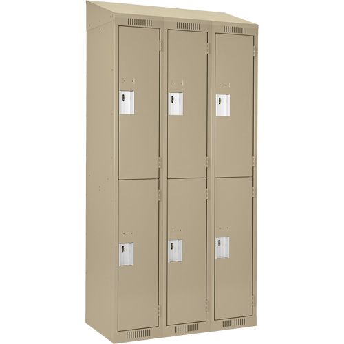Casiers Clean Line, 2 niveaux, Bloc de 3, 36" x 18" x 78", Acier, Beige, Rivet (assembl&eacute;) Distribution Industrielle GC