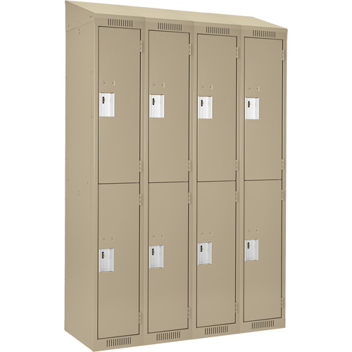 Casiers Clean Line, 2 niveaux, Bloc de 4, 48" x 18" x 78", Acier, Beige, Rivet (assembl&eacute;) Distribution Industrielle GC