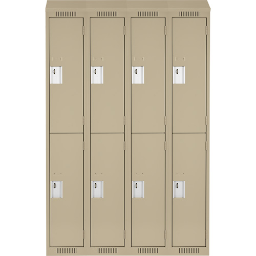 Casiers Clean Line, 2 niveaux, Bloc de 4, 48" x 18" x 78", Acier, Beige, Rivet (assembl&eacute;) Distribution Industrielle GC