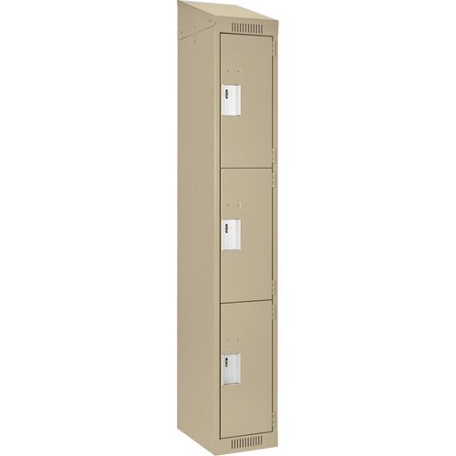 Clean Line Lockers, 3 -tier, 12" x 18" x 78", Steel, Beige, Rivet (Assembled) Distribution Industrielle GC