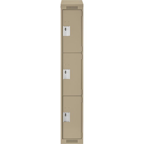 Clean Line Lockers, 3 -tier, 12" x 18" x 78", Steel, Beige, Rivet (Assembled) Distribution Industrielle GC