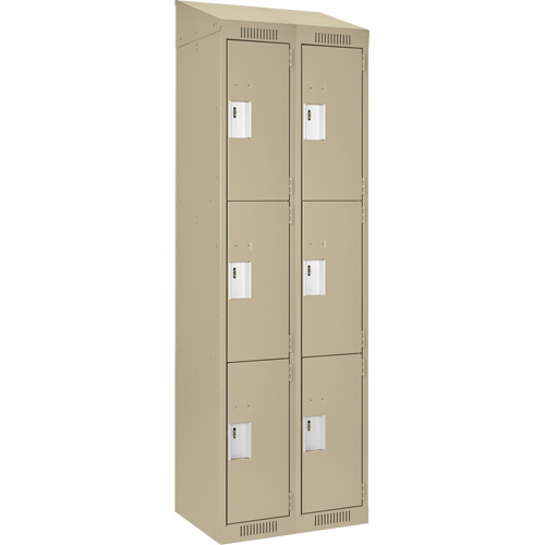 Casiers Clean Line, 3 niveaux, Bloc de 2, 24" x 18" x 78", Acier, Beige, Rivet (assembl&eacute;) Distribution Industrielle GC