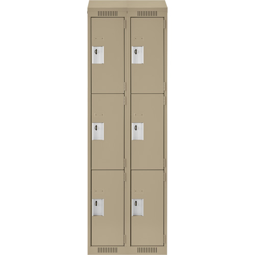 Casiers Clean Line, 3 niveaux, Bloc de 2, 24" x 18" x 78", Acier, Beige, Rivet (assembl&eacute;) Distribution Industrielle GC