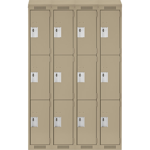 Casiers Clean Line, 3 niveaux, Bloc de 4, 48" x 18" x 78", Acier, Beige, Rivet (assembl&eacute;) Distribution Industrielle GC