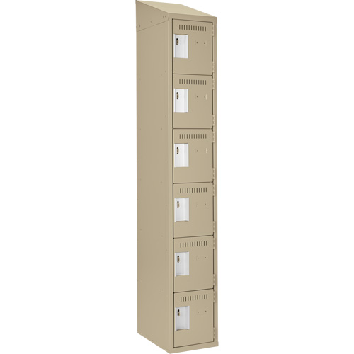 Clean Line Lockerette, 6 -tier, 12" x 18" x 78", Steel, Beige, Rivet (Assembled) Distribution Industrielle GC