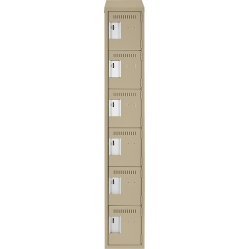 Clean Line Lockerette, 6 -tier, 12" x 18" x 78", Steel, Beige, Rivet (Assembled) Distribution Industrielle GC