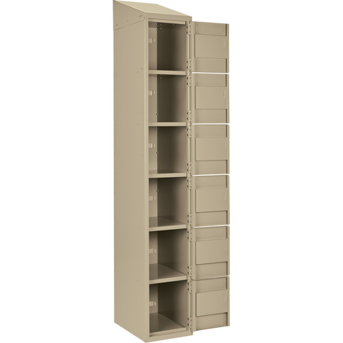 Petits casiers Clean Line, 6 niveaux, Bloc de 4, 48" x 18" x 78", Acier, Beige, Rivet (assembl&eacute;) Distribution Industrielle GC