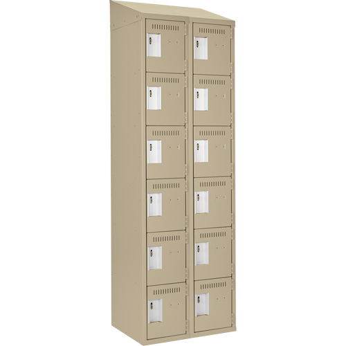 Petits casiers Clean Line, 6 niveaux, Bloc de 2, 24" x 18" x 78", Acier, Beige, Rivet (assembl&eacute;) Distribution Industrielle GC