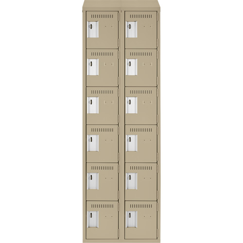Petits casiers Clean Line, 6 niveaux, Bloc de 2, 24" x 18" x 78", Acier, Beige, Rivet (assembl&eacute;) Distribution Industrielle GC