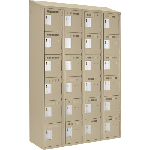 Petits casiers Clean Line, 6 niveaux, Bloc de 4, 48" x 18" x 78", Acier, Beige, Rivet (assembl&eacute;) Distribution Industrielle GC