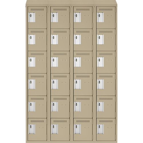 Petits casiers Clean Line, 6 niveaux, Bloc de 4, 48" x 18" x 78", Acier, Beige, Rivet (assembl&eacute;) Distribution Industrielle GC